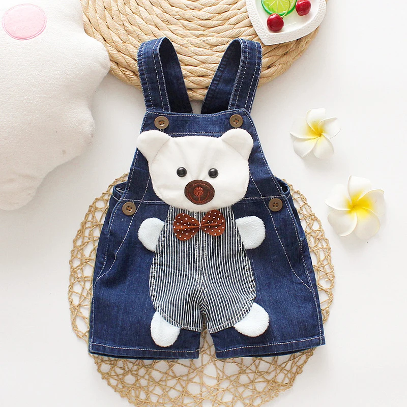 DIIMUU Summer 1-3Y Children Kids Baby Boys Denim Pants Infants Girls Short Overalls Clothing Kid Casual Cartoon Print Bottoms