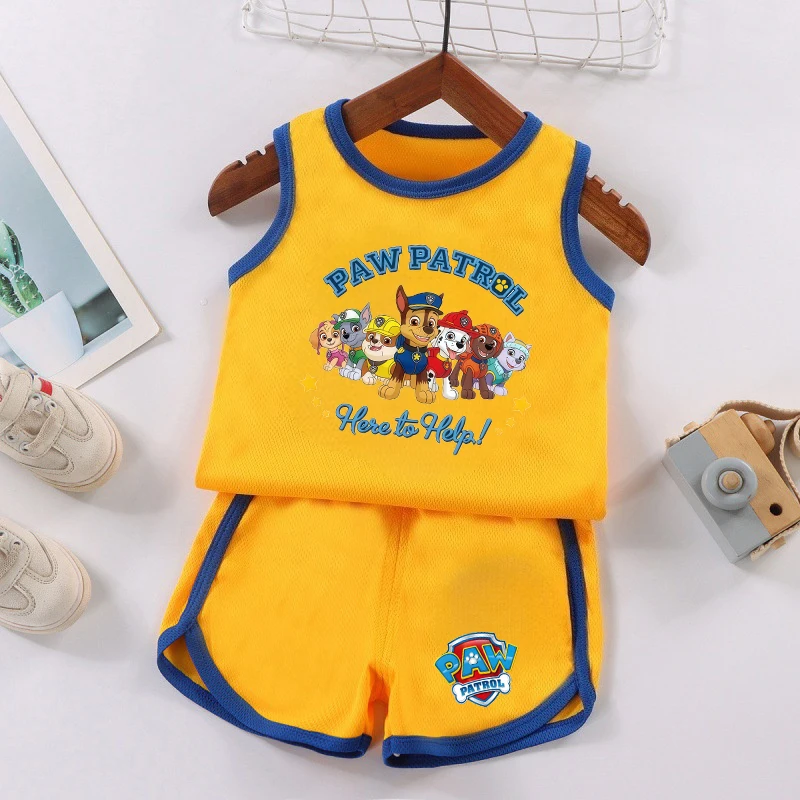PAW Patrol Multi Color Printed Sleeveless Kids Sportswear Children Soccer Training Jersey Suit
