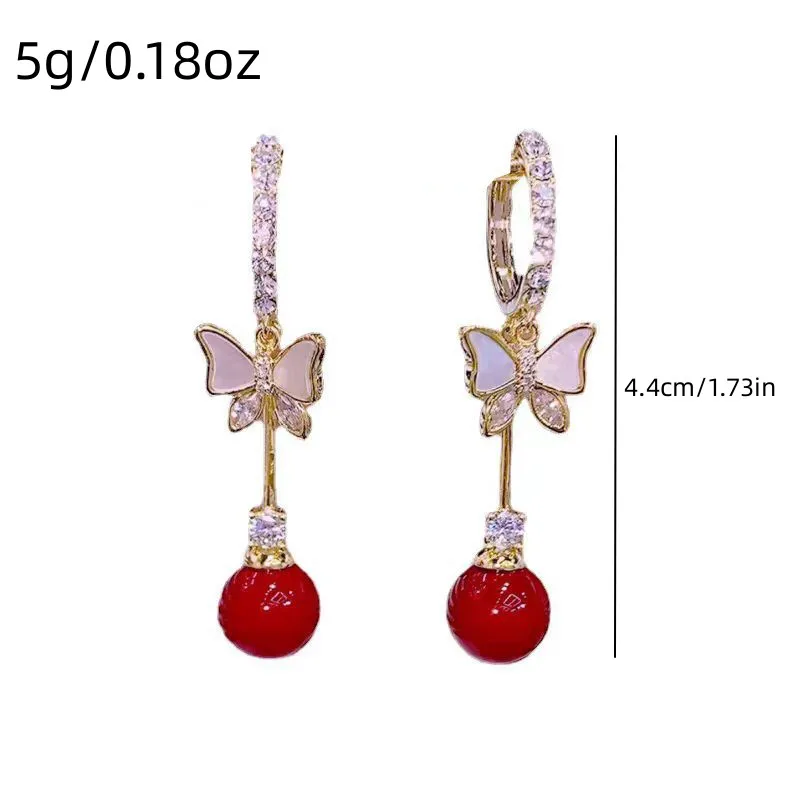 Elegant Purple Glass Butterfly Long Tassel Earrings for Women Delicate Rhinestone Crystal Insect Earrings Luxury Party Jewelry