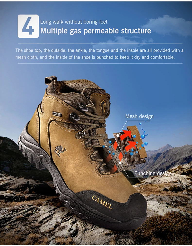 GOLDEN CAMEL Waterproof Hiking Shoes Outdoor High-top Tactical Military Boots Anti-Slip Male Sneakers Trekking Shoes For Men