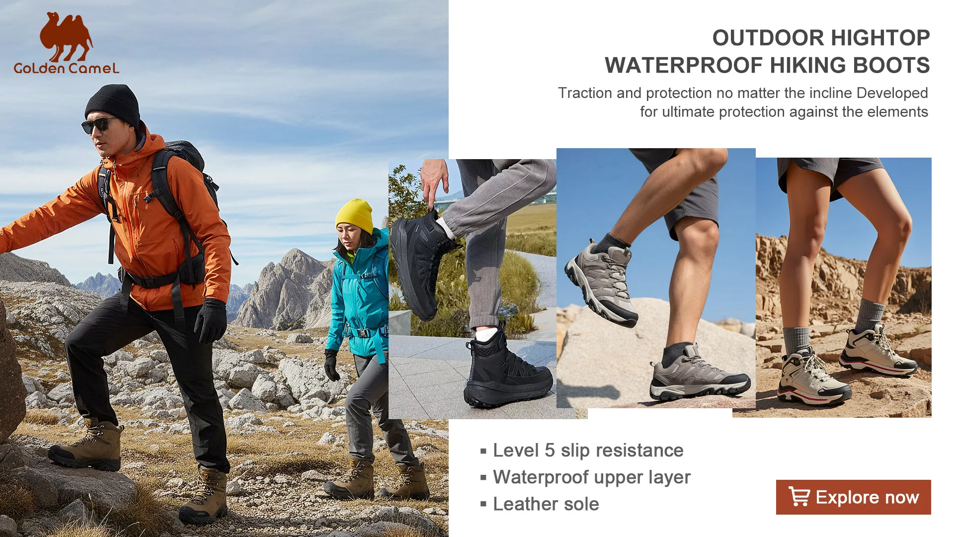 GOLDEN CAMEL Waterproof Hiking Shoes Outdoor High-top Tactical Military Boots Anti-Slip Male Sneakers Trekking Shoes For Men