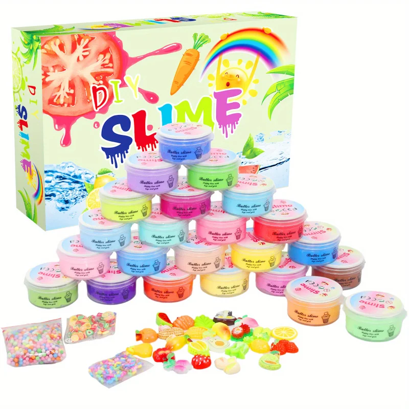 1/24pcs Butter Slime Kit For Girls Party Favors Birthday Gift With Stretchy And Non-Sticky, Stress Relief Toy For Girls And Boys