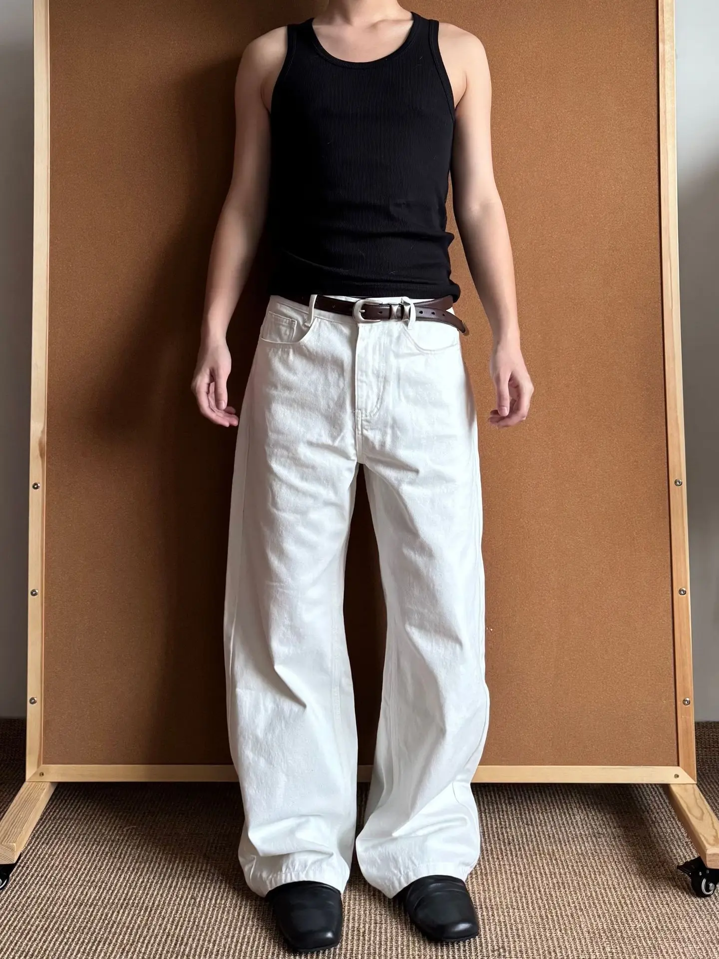 IEFB Men's Jeasn New Summer American Style Straight Leg Wide Leg Solid Color Simple Folding Male Casual Trousers 2026 9W2196