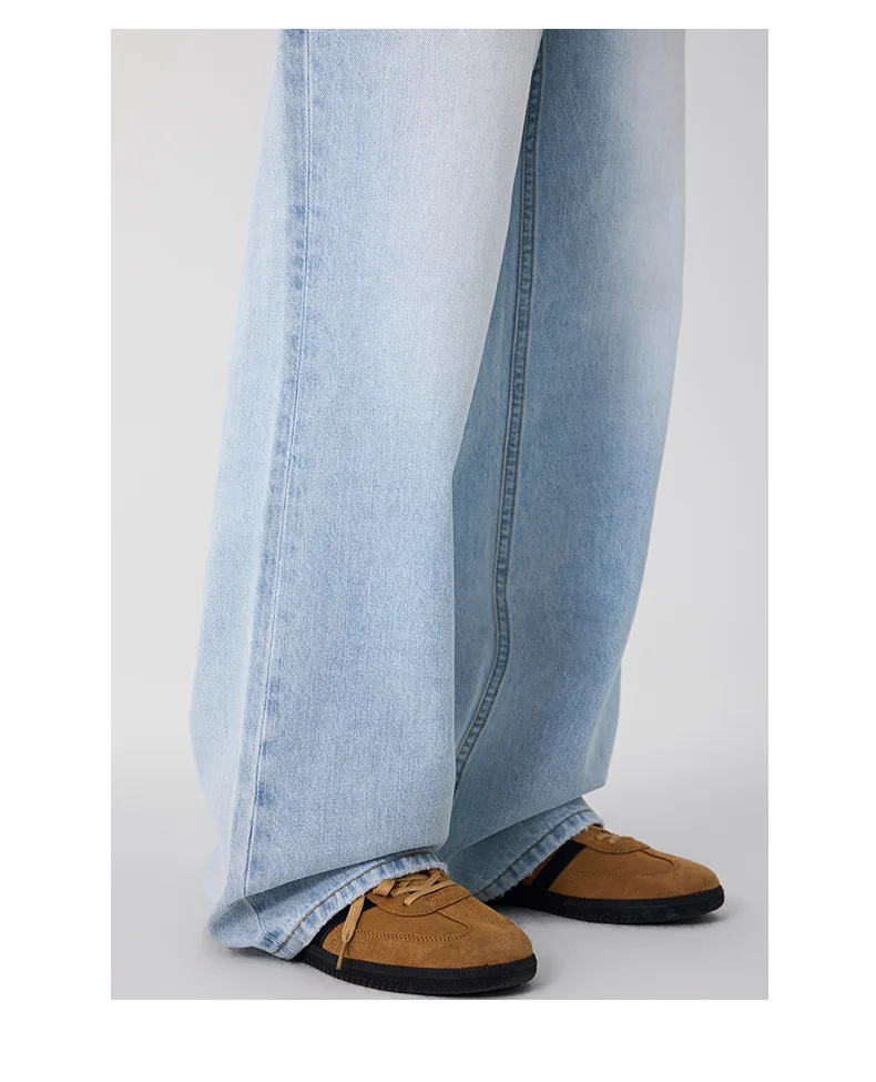 IEFB Men's Clothing Wide Leg Denim Pants Summer American Style Glacier Blue Straight Jeans Unisex Cleanfit Simple Couple 9W3904