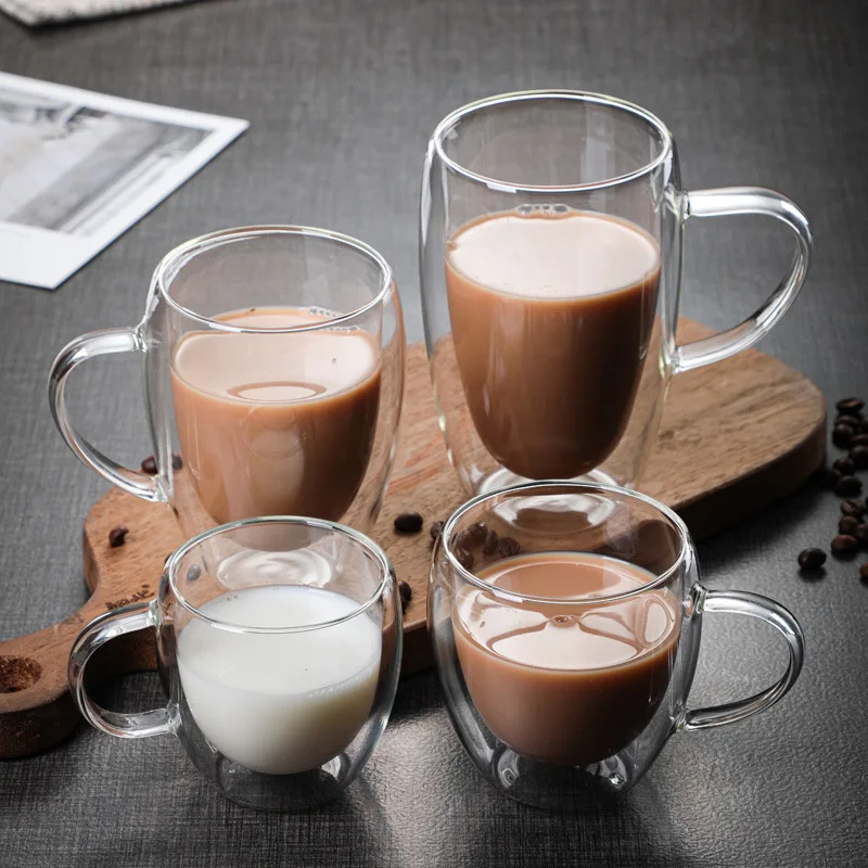 Double Wall High Borosilicate Glass Mug Heat Resistant Tea Milk Lemon Juice Coffee Water Cup Bar Drinkware Lover Gift Creativity
