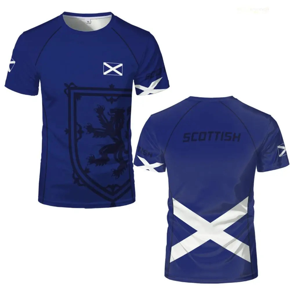 Scotland Flag Graphic Men's Jersey Fashion Gradient Print Sports Breathable Casual T-shirt Summer Unisex Running Badminton Tees