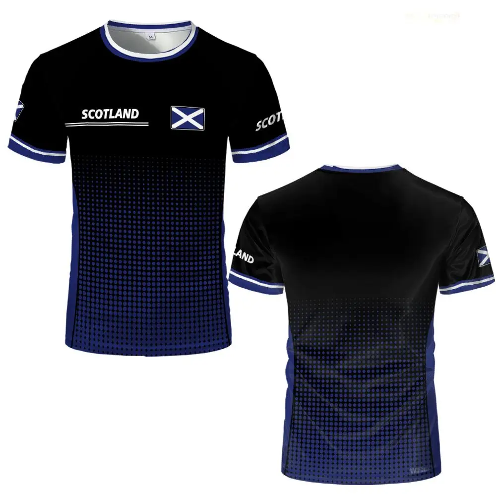 Scotland Flag Graphic Men's Jersey Fashion Gradient Print Sports Breathable Casual T-shirt Summer Unisex Running Badminton Tees