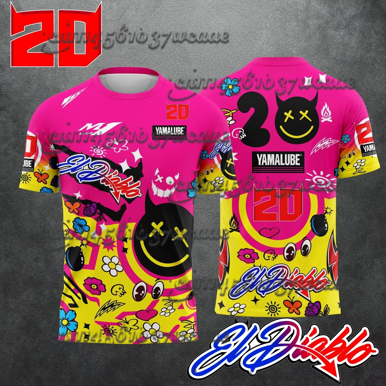 No.20 Rider Fabio Quartararo Fan Pink 2026 New Motorcycle Racing Men's Summer Casual Short Sleeved T-shirt FamilyMatching