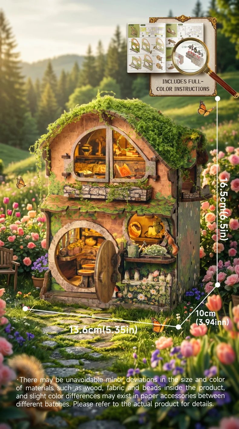 DIY Miniature House Kit Wooden Dollhouse with LED Light Handmade 3D Puzzle Model Building for Friends Birthday Gifts Home Decor