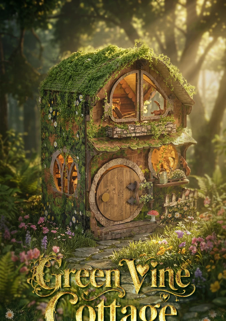 DIY Miniature House Kit Wooden Dollhouse with LED Light Handmade 3D Puzzle Model Building for Friends Birthday Gifts Home Decor
