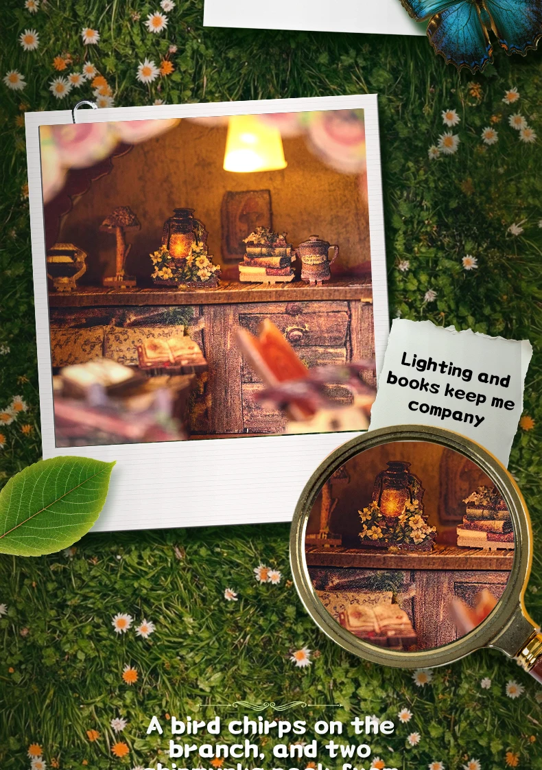 DIY Miniature House Kit Wooden Dollhouse with LED Light Handmade 3D Puzzle Model Building for Friends Birthday Gifts Home Decor