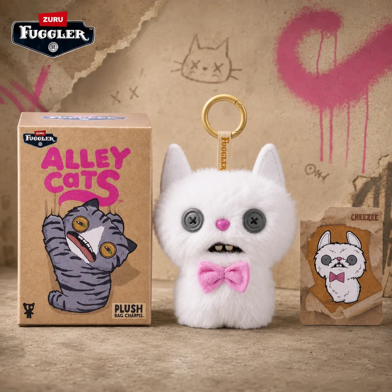 Oringal Fuggler Alley Cat Keyring 5 Inch Collectible Ugly Monster Plush Keychain Blind Box Toy