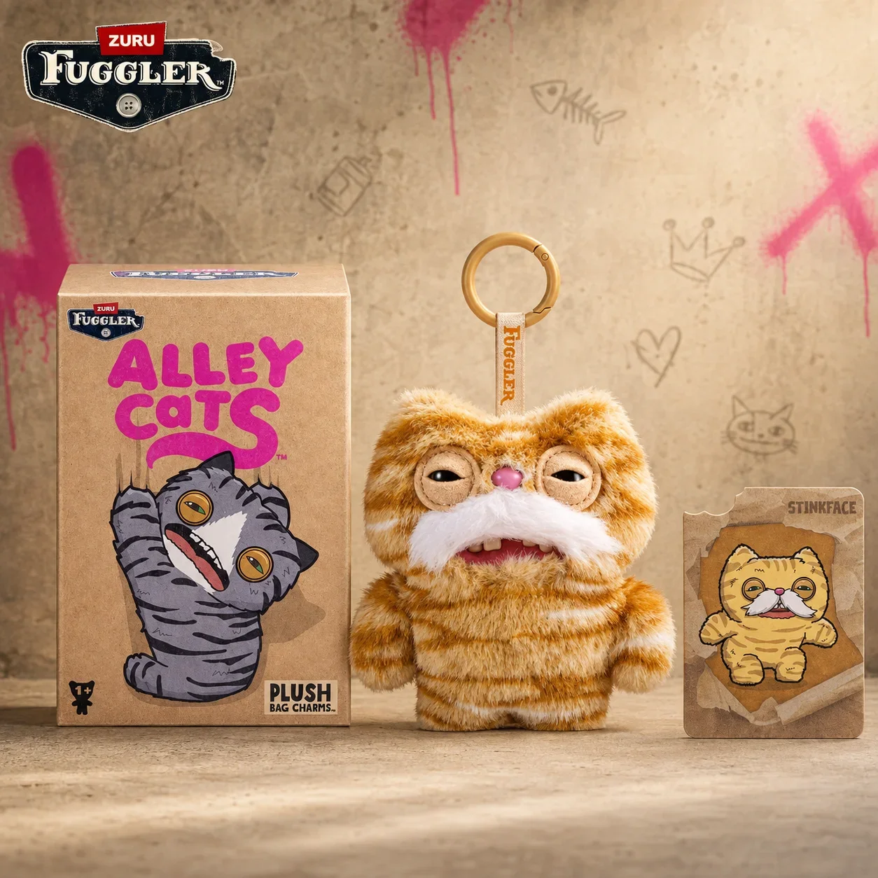 Oringal Fuggler Alley Cat Keyring 5 Inch Collectible Ugly Monster Plush Keychain Blind Box Toy