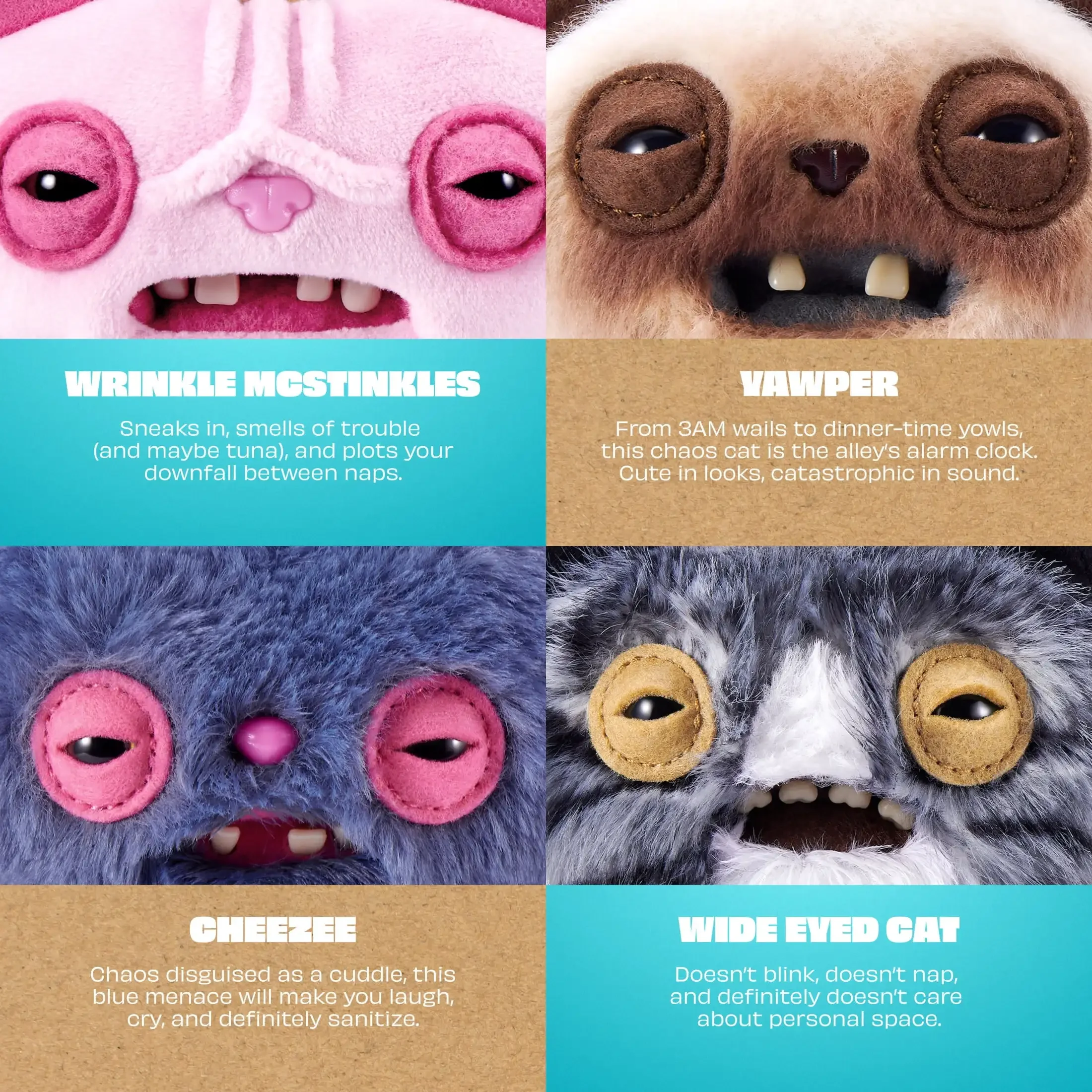 Oringal Fuggler Alley Cat Keyring 5 Inch Collectible Ugly Monster Plush Keychain Blind Box Toy