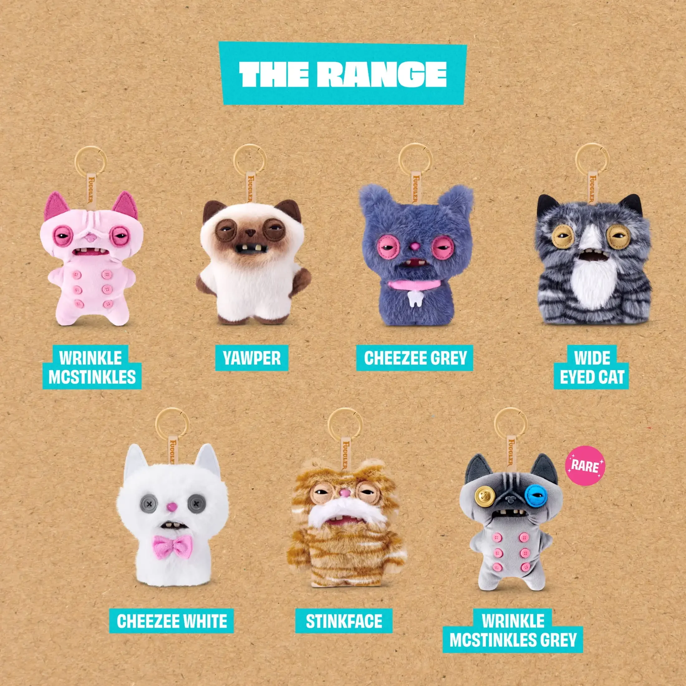 Oringal Fuggler Alley Cat Keyring 5 Inch Collectible Ugly Monster Plush Keychain Blind Box Toy