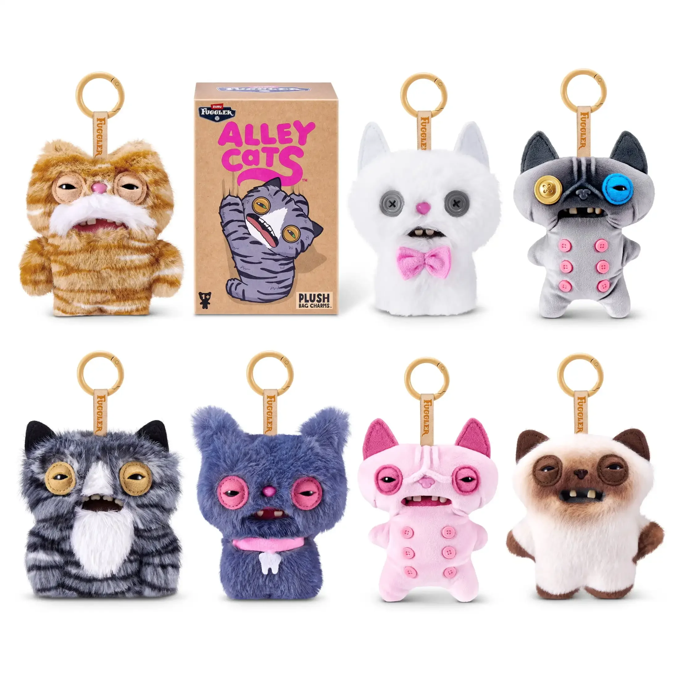 Oringal Fuggler Alley Cat Keyring 5 Inch Collectible Ugly Monster Plush Keychain Blind Box Toy