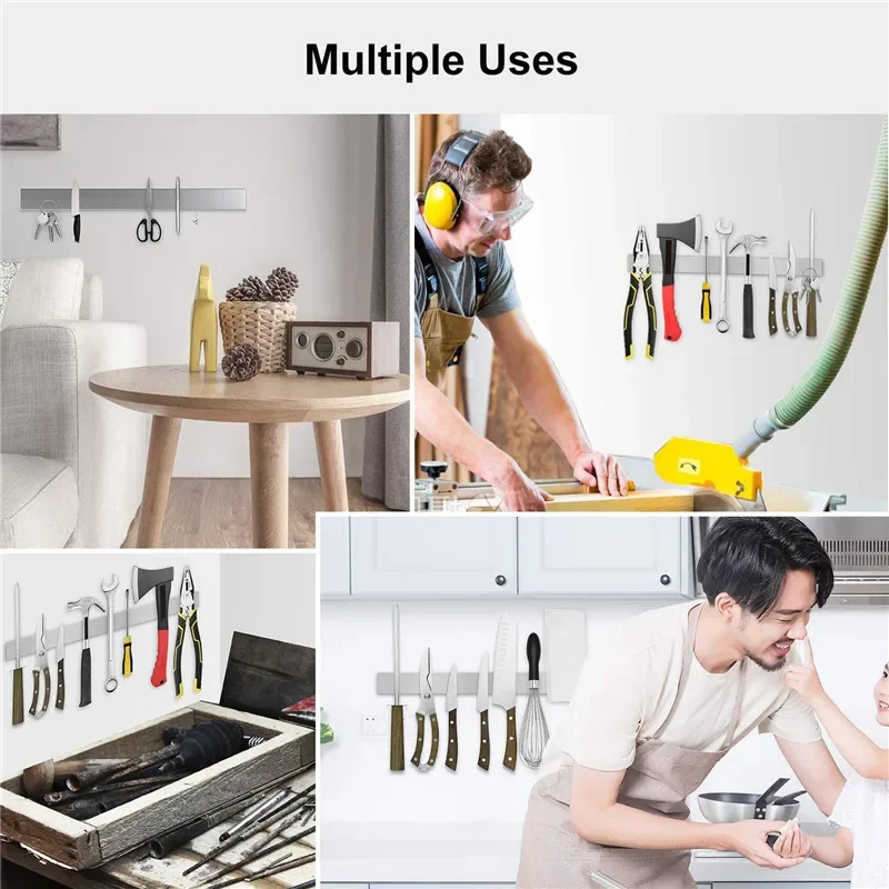 30/40/50CM Magnetic Knife Holder for Wall Stainless Steel Strong Magnetic Knife Strip for Knife Organizer Kitchen Accessories