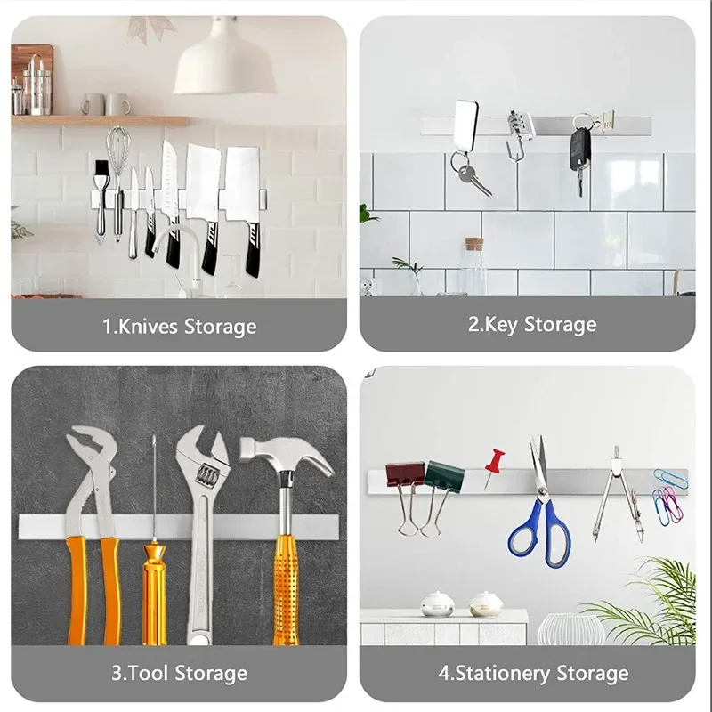 30/40/50CM Magnetic Knife Holder for Wall Stainless Steel Strong Magnetic Knife Strip for Knife Organizer Kitchen Accessories