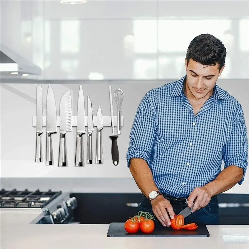 30/40/50CM Magnetic Knife Holder for Wall Stainless Steel Strong Magnetic Knife Strip for Knife Organizer Kitchen Accessories
