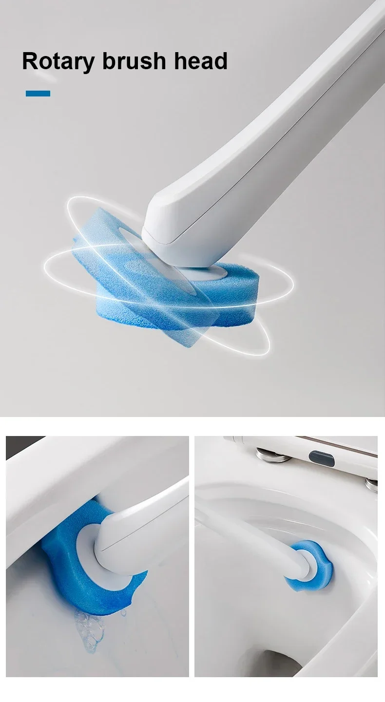 Disposable Toilet Brush Cleaner and Holder Set With Long Handle Toilet Brush Replaceable Brush Head Bathroom Accessories