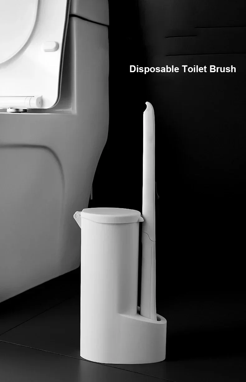 Disposable Toilet Brush Cleaner and Holder Set With Long Handle Toilet Brush Replaceable Brush Head Bathroom Accessories