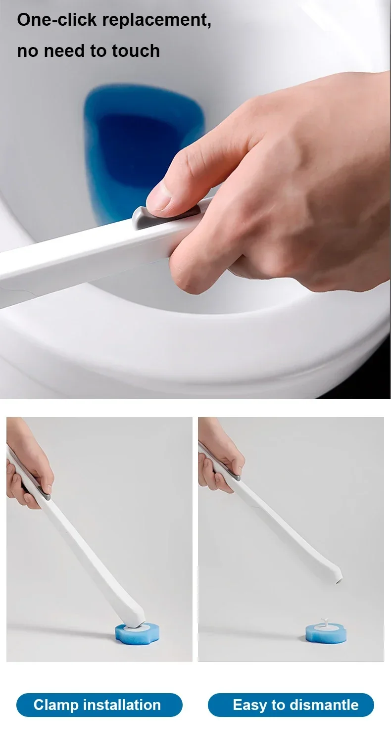 Disposable Toilet Brush Cleaner and Holder Set With Long Handle Toilet Brush Replaceable Brush Head Bathroom Accessories