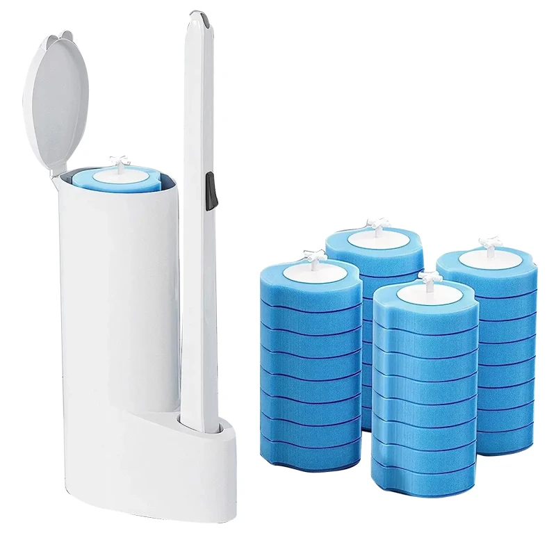 Disposable Toilet Brush Cleaner and Holder Set With Long Handle Toilet Brush Replaceable Brush Head Bathroom Accessories