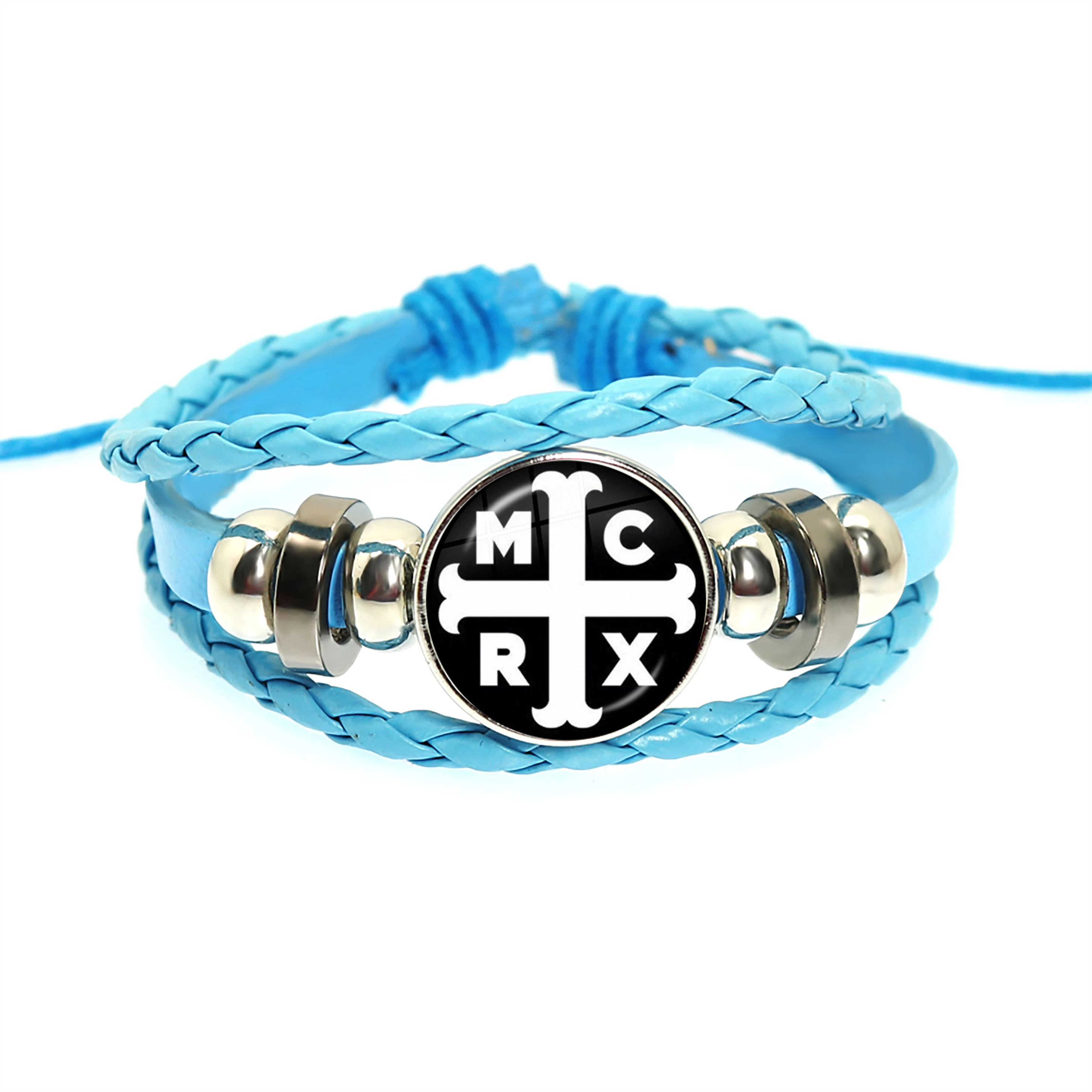 New Rock Band My Chemical Romance Black Leather Adjustable Bangles Punk Bracelet 18MM Round Glass Snap Button Jewelry