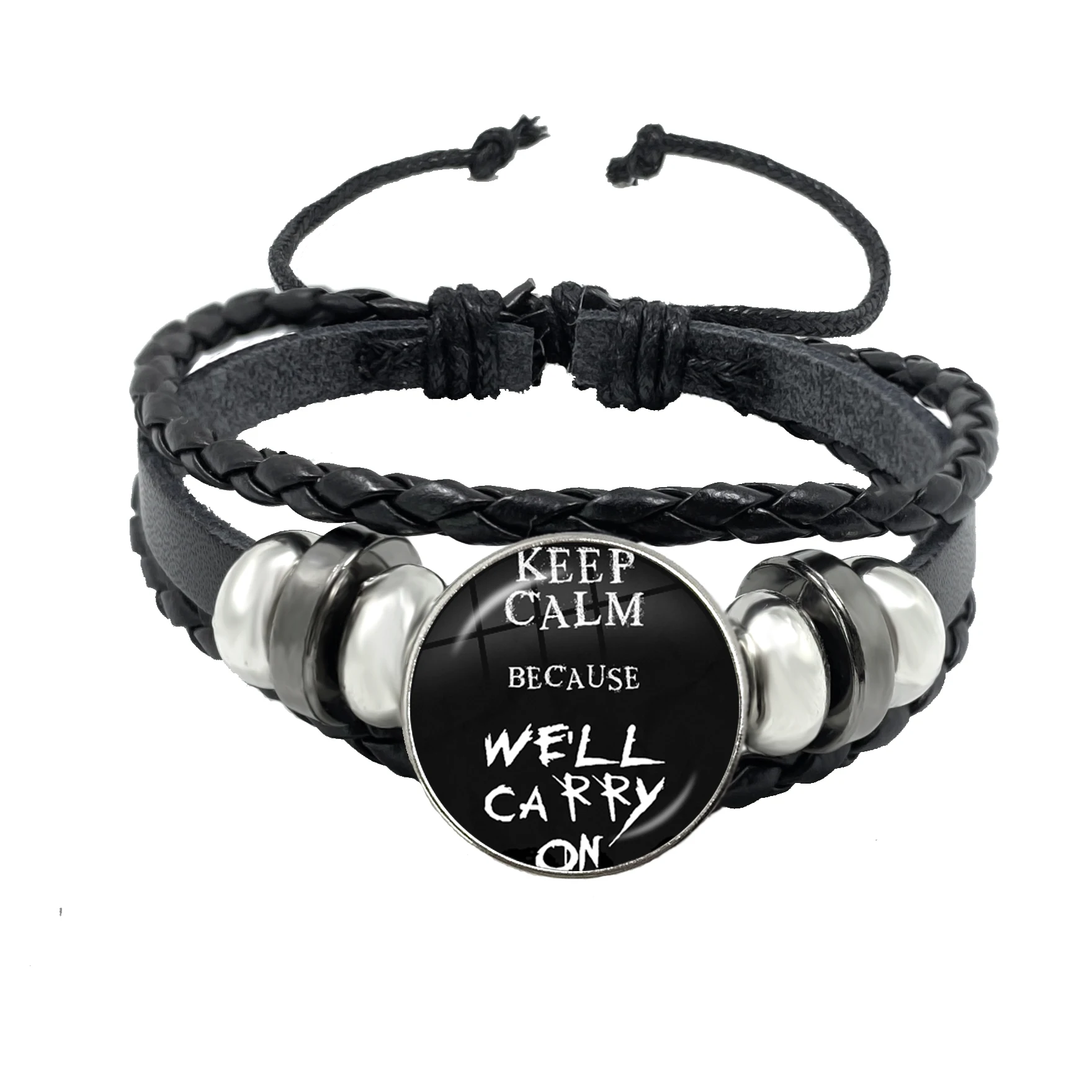 New Rock Band My Chemical Romance Black Leather Adjustable Bangles Punk Bracelet 18MM Round Glass Snap Button Jewelry