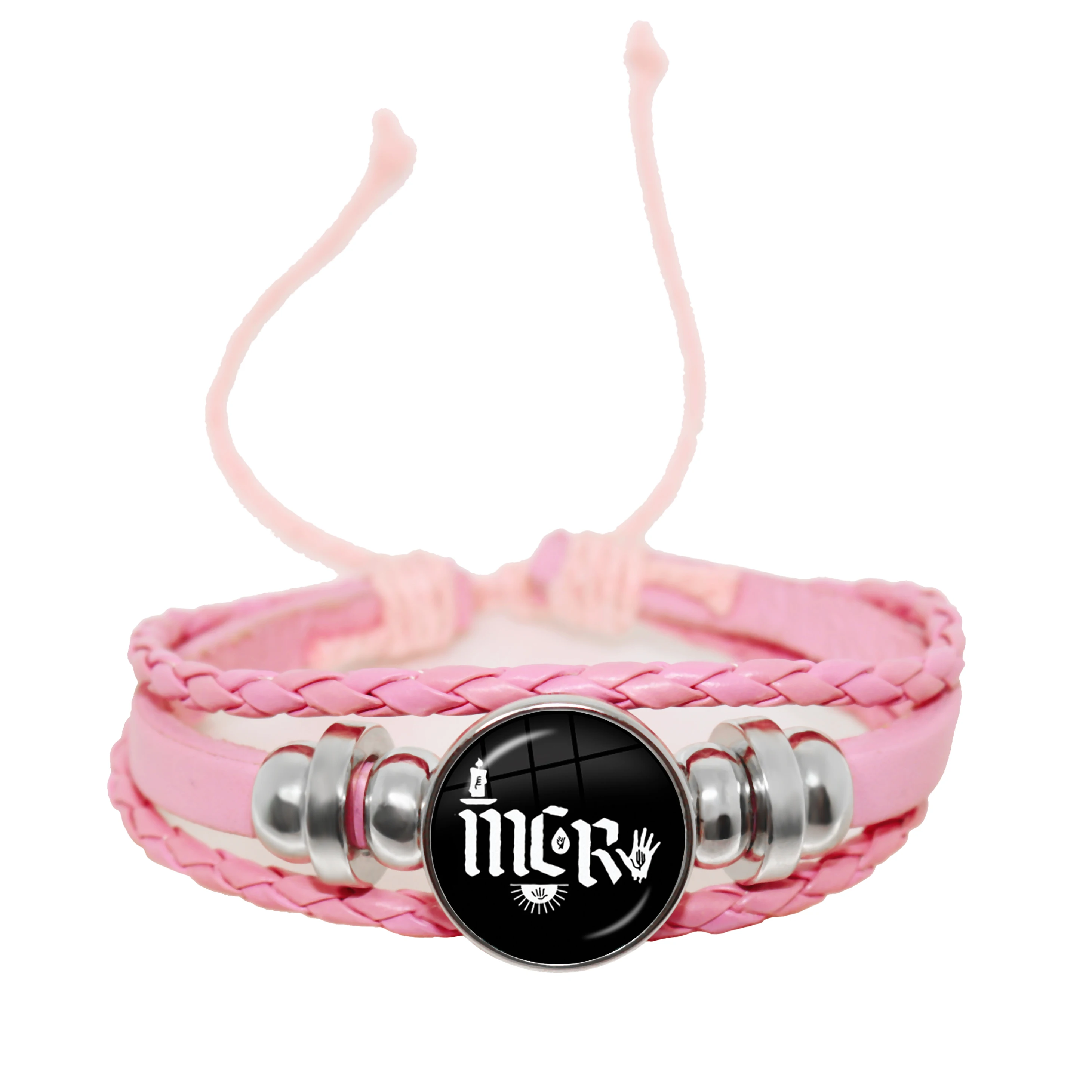 New Rock Band My Chemical Romance Black Leather Adjustable Bangles Punk Bracelet 18MM Round Glass Snap Button Jewelry