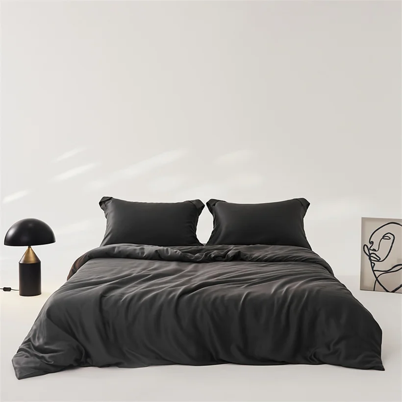 Luxury Mulberry Silk Duvet Cover 1 Piece, Ultra Soft Silk Quilt Cover, Double Queen King Size Bedding Blanket Cover with Zipper