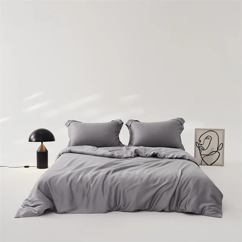 Luxury Mulberry Silk Duvet Cover 1 Piece, Ultra Soft Silk Quilt Cover, Double Queen King Size Bedding Blanket Cover with Zipper