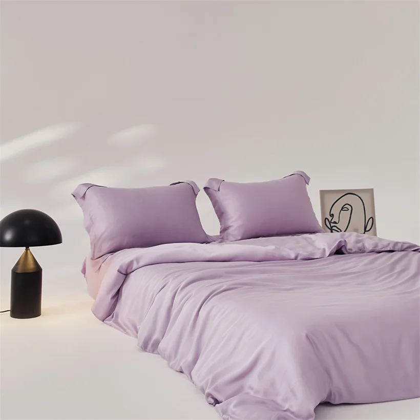 Luxury Mulberry Silk Duvet Cover 1 Piece, Ultra Soft Silk Quilt Cover, Double Queen King Size Bedding Blanket Cover with Zipper