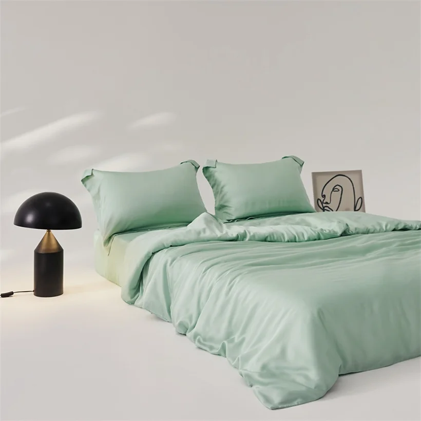 Luxury Mulberry Silk Duvet Cover 1 Piece, Ultra Soft Silk Quilt Cover, Double Queen King Size Bedding Blanket Cover with Zipper