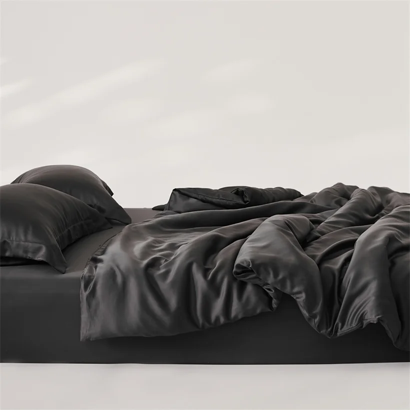 Luxury Mulberry Silk Duvet Cover 1 Piece, Ultra Soft Silk Quilt Cover, Double Queen King Size Bedding Blanket Cover with Zipper
