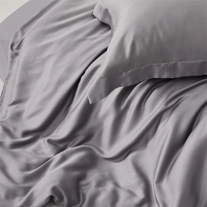 Luxury Mulberry Silk Duvet Cover 1 Piece, Ultra Soft Silk Quilt Cover, Double Queen King Size Bedding Blanket Cover with Zipper