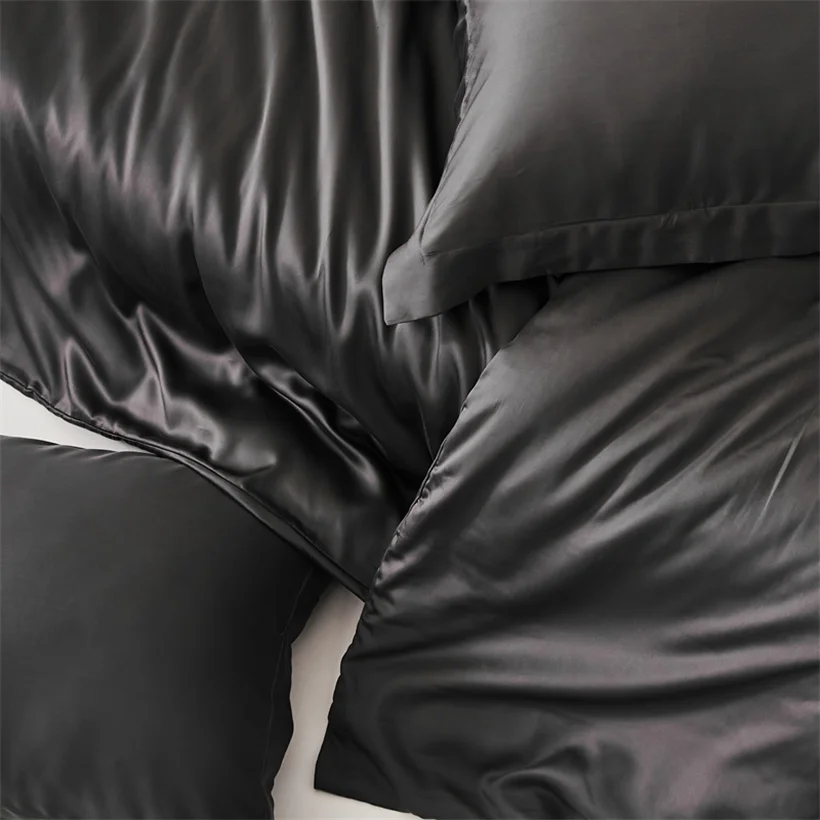 Luxury Mulberry Silk Duvet Cover 1 Piece, Ultra Soft Silk Quilt Cover, Double Queen King Size Bedding Blanket Cover with Zipper