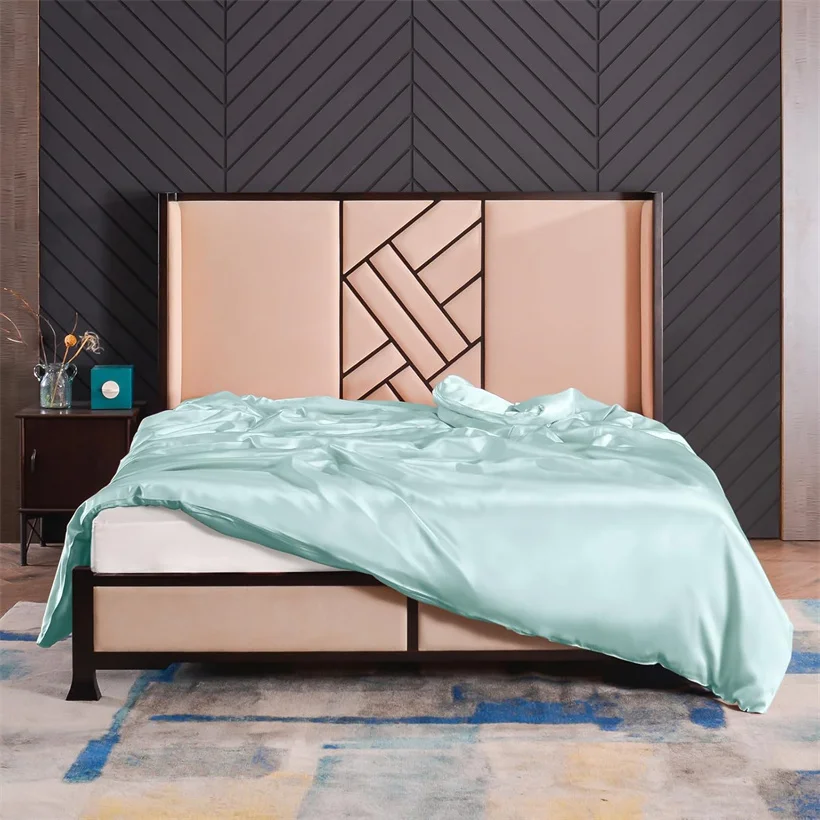 Luxury Mulberry Silk Duvet Cover 1 Piece, Ultra Soft Silk Quilt Cover, Double Queen King Size Bedding Blanket Cover with Zipper