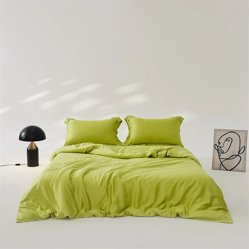 Luxury Mulberry Silk Duvet Cover 1 Piece, Ultra Soft Silk Quilt Cover, Double Queen King Size Bedding Blanket Cover with Zipper