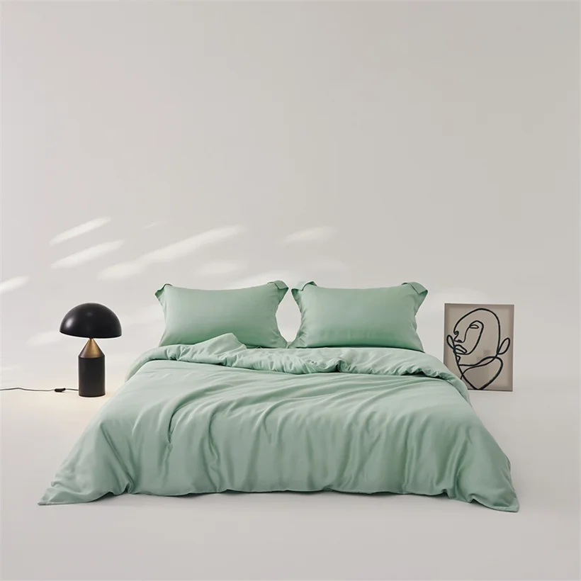 Luxury Mulberry Silk Duvet Cover 1 Piece, Ultra Soft Silk Quilt Cover, Double Queen King Size Bedding Blanket Cover with Zipper