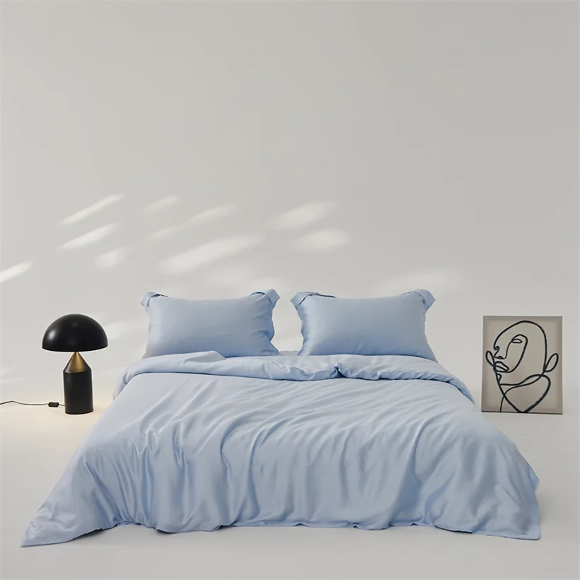Luxury Mulberry Silk Duvet Cover 1 Piece, Ultra Soft Silk Quilt Cover, Double Queen King Size Bedding Blanket Cover with Zipper