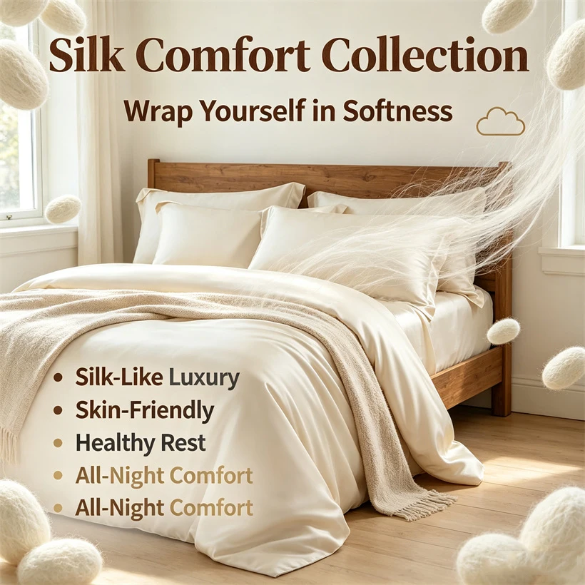 Solid 100% Silk Bedding Set with Duvet Cover Flat Bed Sheet Pillowcase Luxury Mulberry Silk Bedsheet Bed Linen Soft Quilt Cover