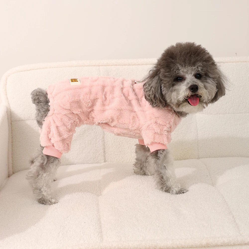 Soft Fleece Dog Clothes Winter Warm Puppy Jumpsuit Cozy Pet Onesie Apparel Indoor Sleeping Walking Outfit for Yorkie Small Pets