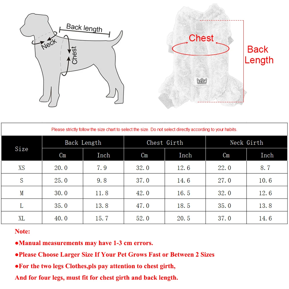 Soft Fleece Dog Clothes Winter Warm Puppy Jumpsuit Cozy Pet Onesie Apparel Indoor Sleeping Walking Outfit for Yorkie Small Pets