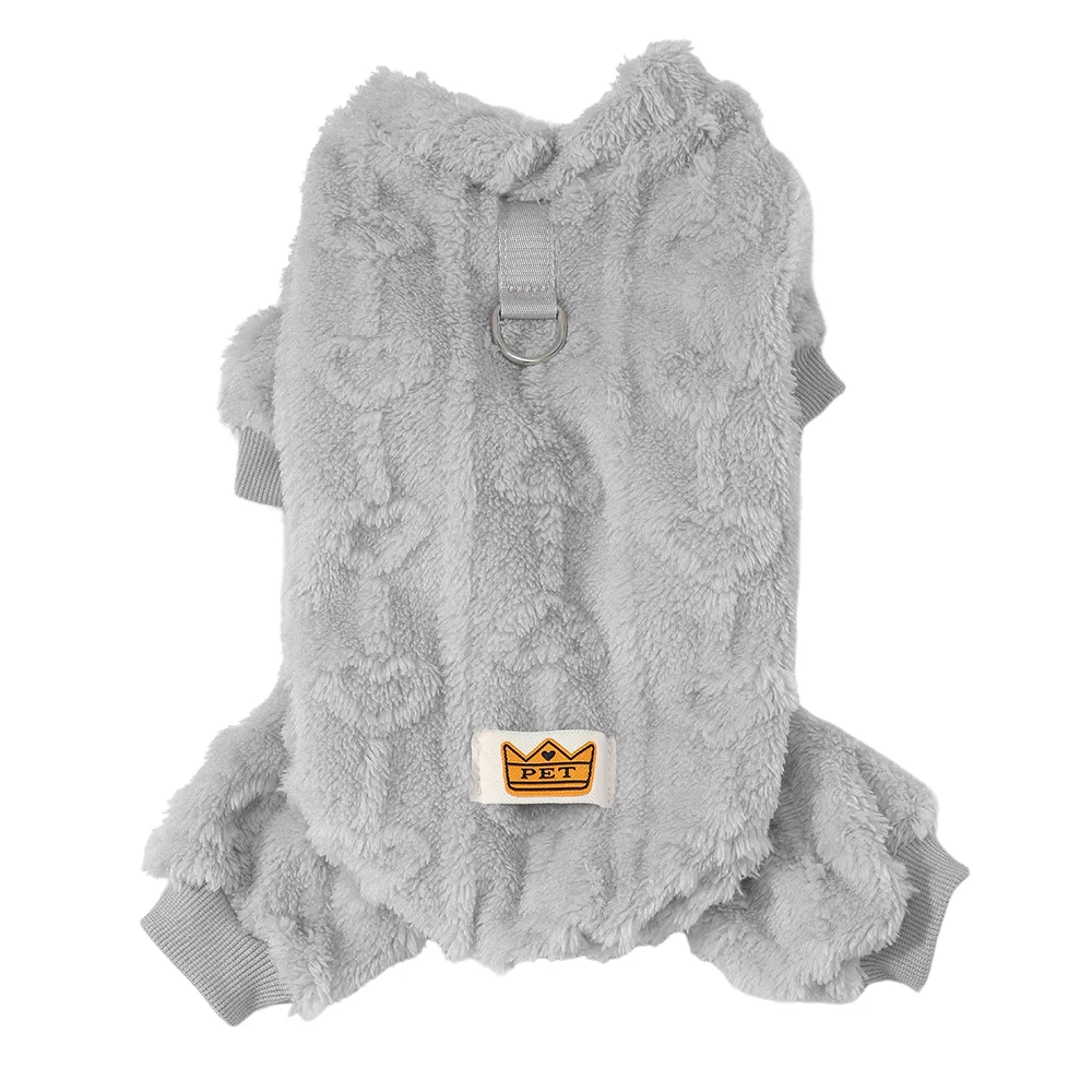 Soft Fleece Dog Clothes Winter Warm Puppy Jumpsuit Cozy Pet Onesie Apparel Indoor Sleeping Walking Outfit for Yorkie Small Pets