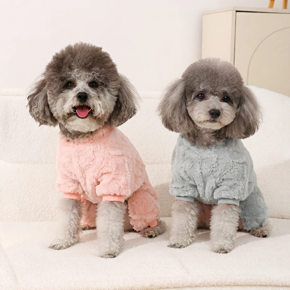Soft Fleece Dog Clothes Winter Warm Puppy Jumpsuit Cozy Pet Onesie Apparel Indoor Sleeping Walking Outfit for Yorkie Small Pets