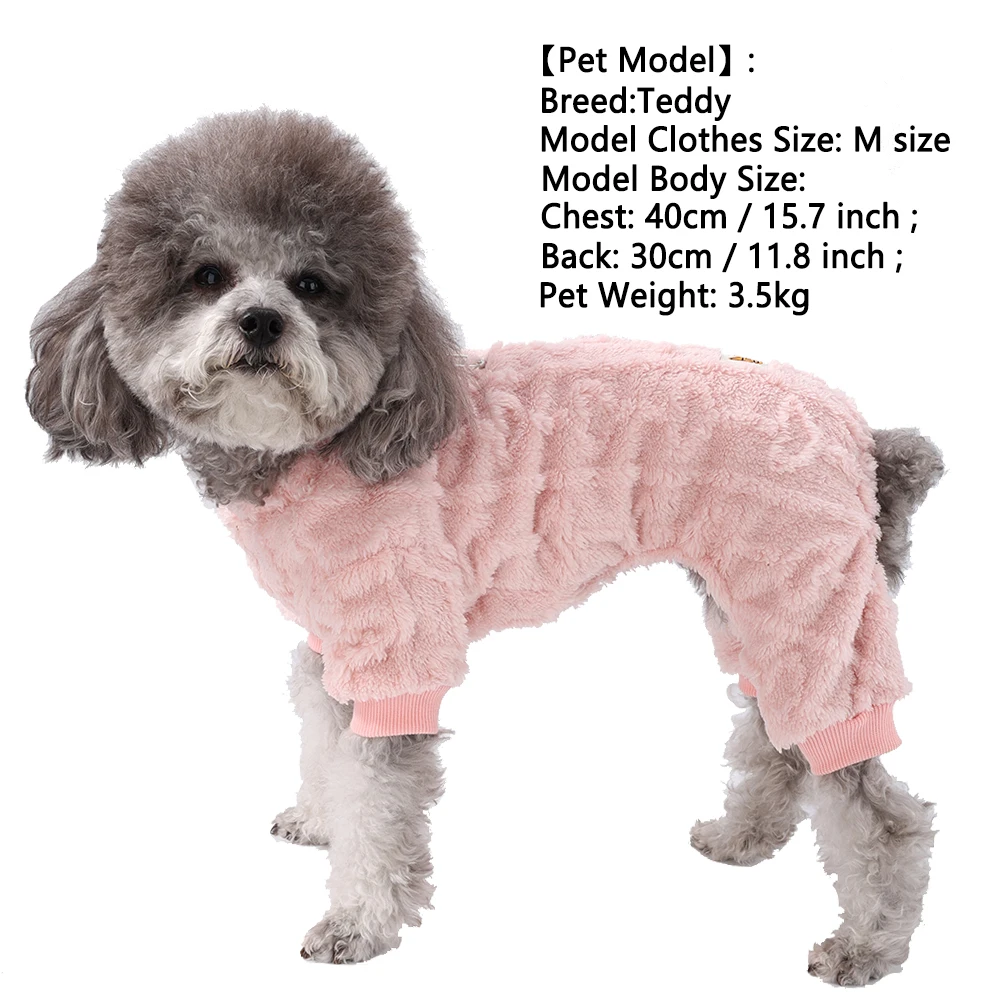 Soft Fleece Dog Clothes Winter Warm Puppy Jumpsuit Cozy Pet Onesie Apparel Indoor Sleeping Walking Outfit for Yorkie Small Pets