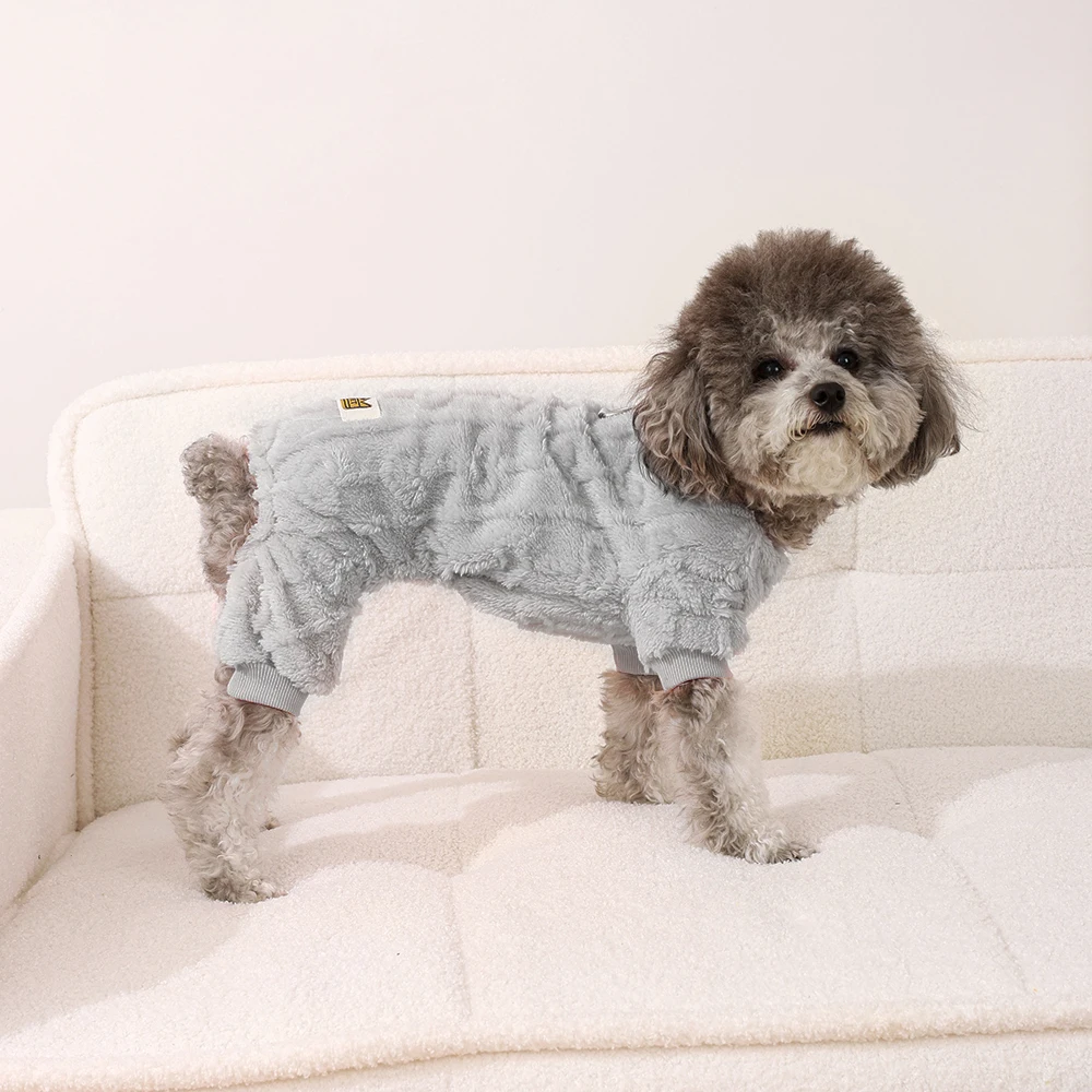 Soft Fleece Dog Clothes Winter Warm Puppy Jumpsuit Cozy Pet Onesie Apparel Indoor Sleeping Walking Outfit for Yorkie Small Pets
