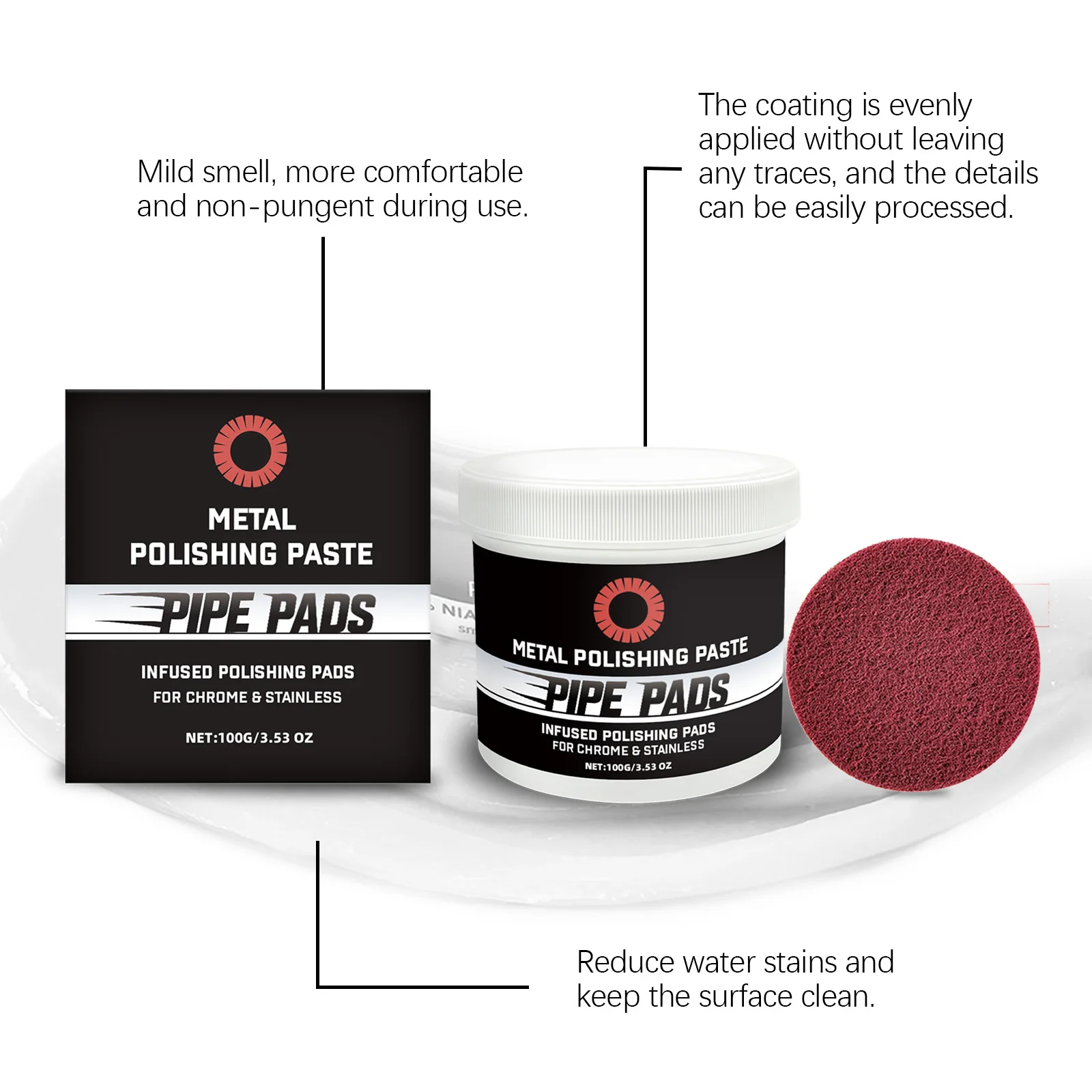 Scratch-Free Chrome Polish Restorer Infused Metal Polishing Pads Exhaust Pipe Blue Heat Stain Remover Microfiber Wax for Auto Bi