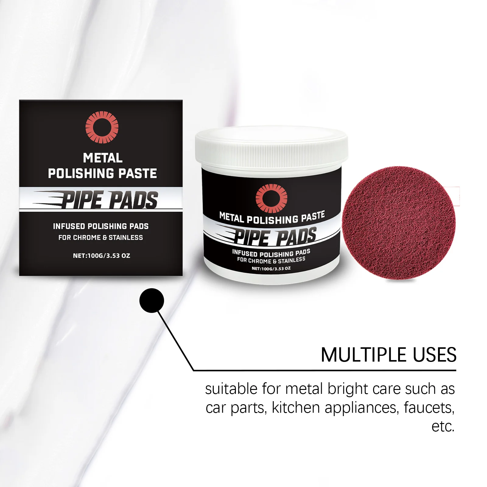 Scratch-Free Chrome Polish Restorer Infused Metal Polishing Pads Exhaust Pipe Blue Heat Stain Remover Microfiber Wax for Auto Bi